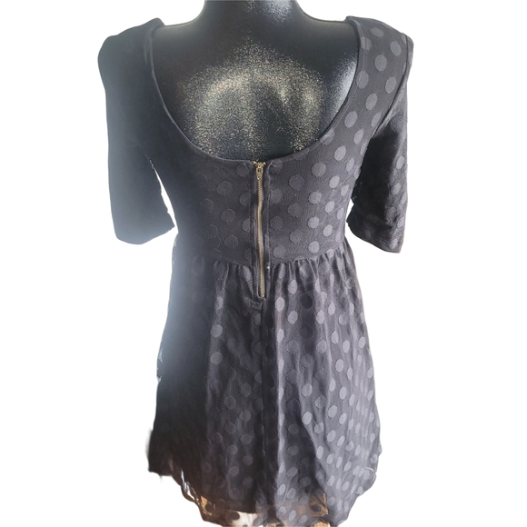 Volcom Black Mesh Polka Dot Scoop Neck Dress XS - Picture 6 of 7